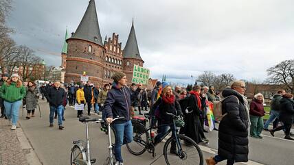 Der Demo-Zug vor dem Holstentor.